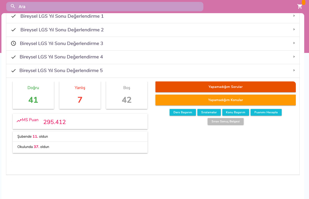 LGS Yıl Sonu Denemeleri