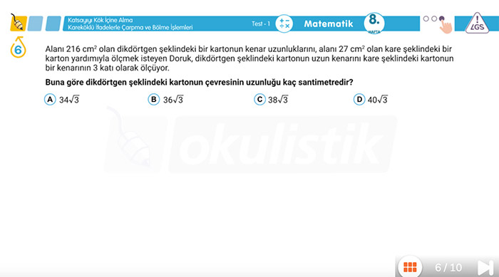 8. Sınıf Haftalık Değerlendirme Örnek